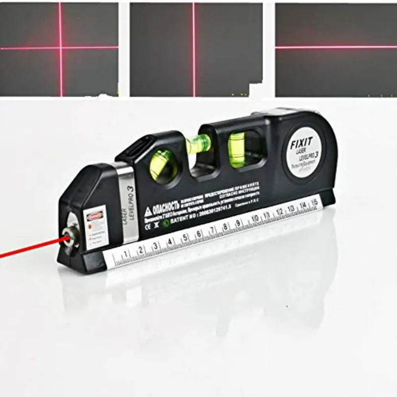 8 Feet Measure  Laser Level Line Tool Multipurpose Laser Level Kit Standard Cross Line Lase Tape Ruler with Metal Tripod Stand