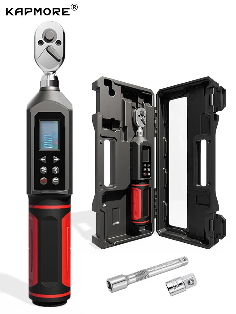 KAPMORE Digital Preset Torque Wrench 3/8" 1/4" Bidirectional Ratchet Head Professional Adjustable Bicycle Repair Hand Tools