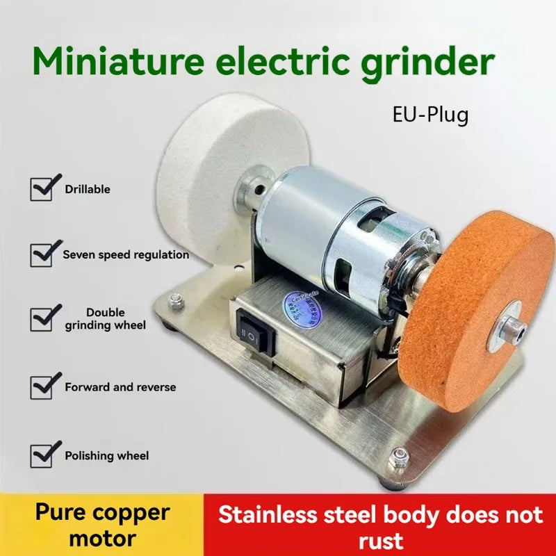Bench Grinder Double Wheel Mini Electric Polishing Machine DIY Jewelry Polisher Knife Sharpening Sander Table Motor Power Tools