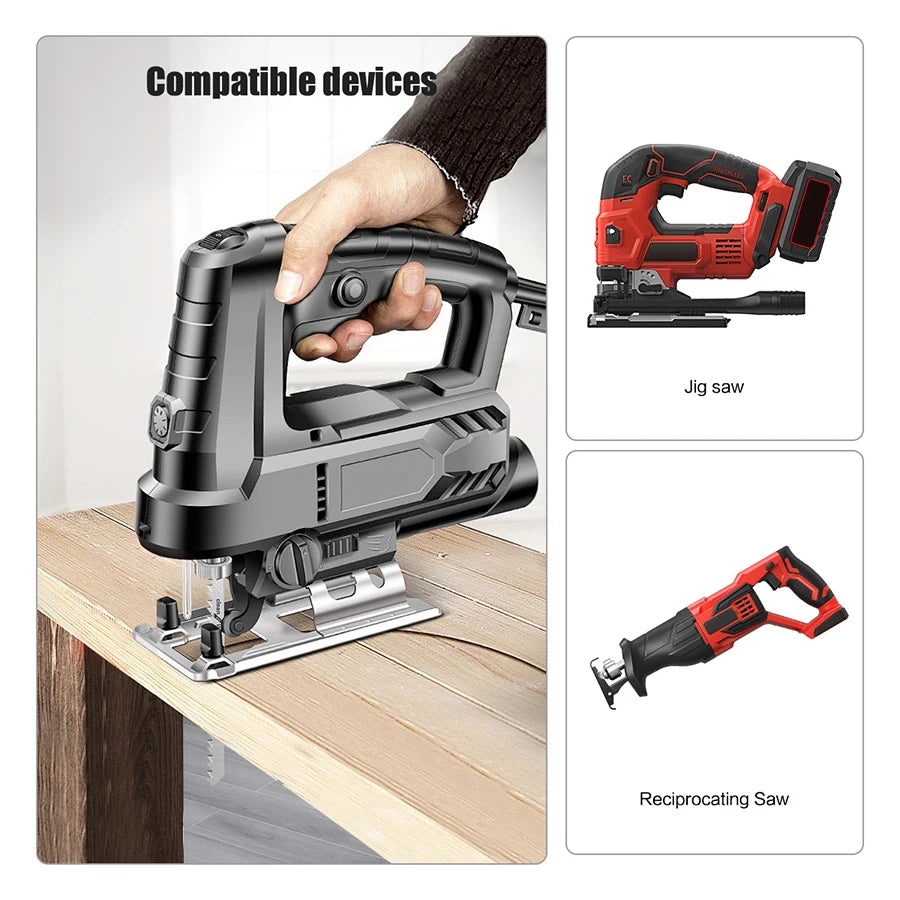 48 PCS Jigsaw Blades Set, T-Shaft HCS Assorted Blades for Fast Cutting, Straight Cutting Tools for Wood, PVC & Steel Pipe