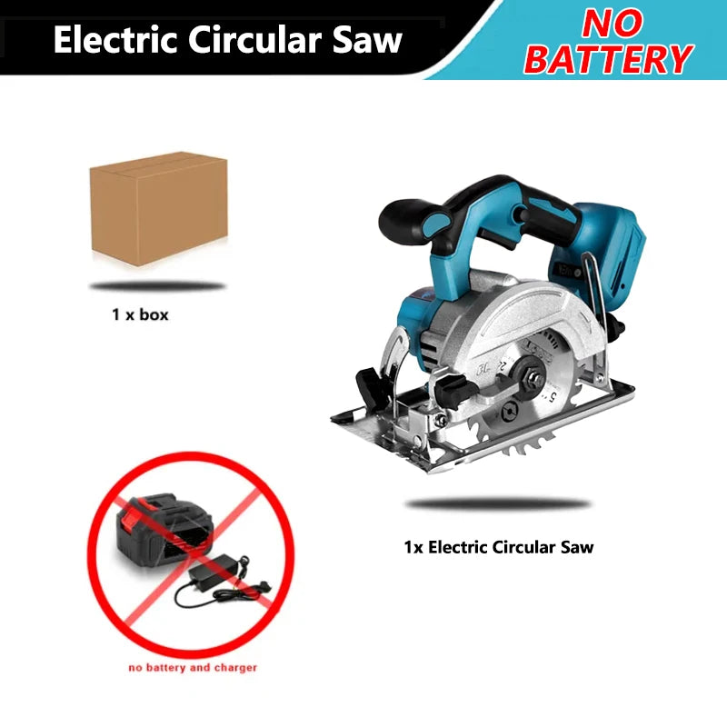 Brushless 5 Inch 125mm Electric Circular Saw Cordless 0-45 Degrees Woodworking Cutting Power Tool