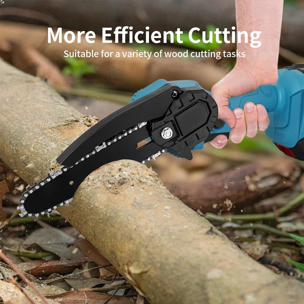 4/6 Inch Chainsaw 1000W Handheld Electric Cutting Tool, Logs for Camping, Yard Cleaning, Woodworking, Suitable  for 21V Battery