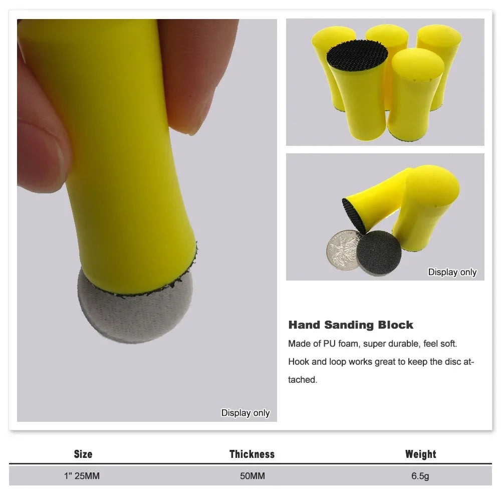 1 Inch Hand Sanding Block 25MM Sanding Disc Sandpaper Hook Loop Mixed Set