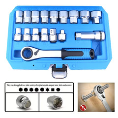 17PCS Ratchet Socket Wrench Kit Auto Repairing Tool Set Car Maintenance Ratchet Torque Wrench Combo Professional Socket Set for