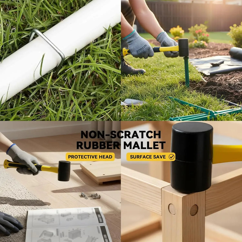Rubber Mallet Hammer Soft Mallet - Soft Rubber Head Hammer, Mallets with Comfort Grip, Suitable for Flooring, Tile, Furniture