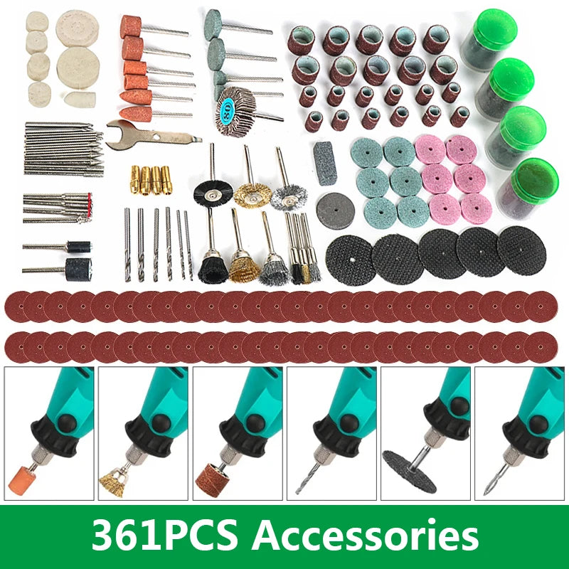 361PCS Dremel Style Accessories Abrasive Tools Rotary Tool Accessory Set for Wood Metal Engraving Parts Dremel Bit Set