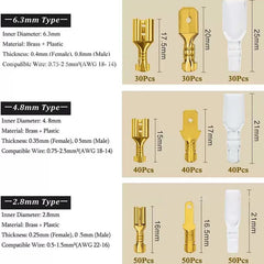 Box Insulated Male Female Wire Connector 2.8/4.8/6.3mm Electrical Crimp Terminals Termin Spade Connectors Assorted Kit 270PCS