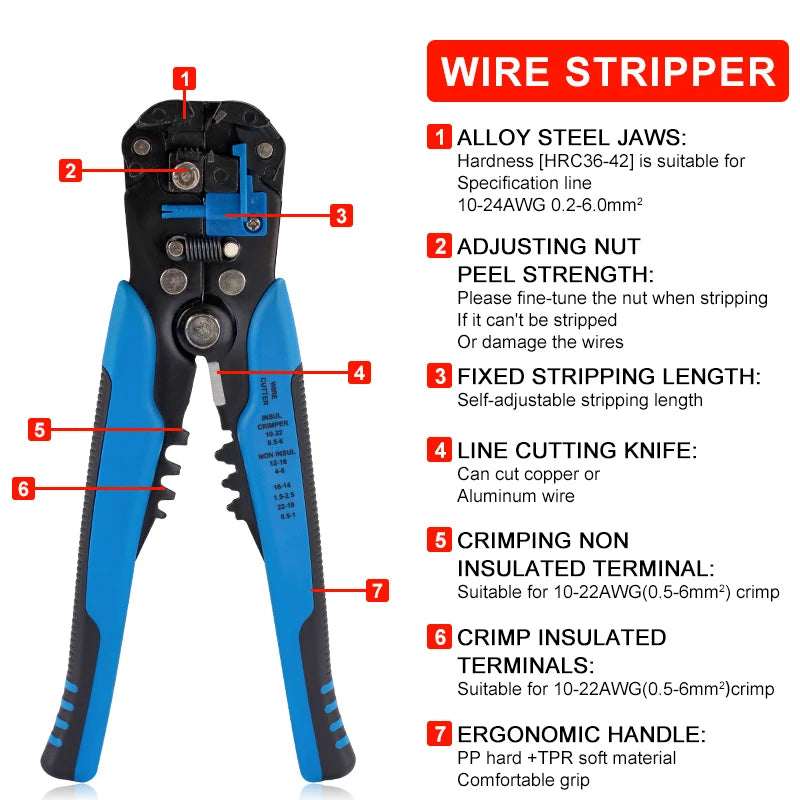 Wire Stripper Tools Multitool Pliers Automatic Stripping Cutter Cable Wire Crimping Electrician Repair Tools
