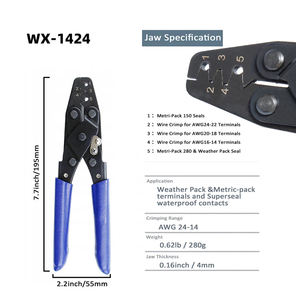 Crimping Tool for Molex, Delphi, Deutsch, AMP/Tyco,Universal Wire Terminal Crimper for Electrical, Harness, and Cable Assembly