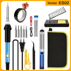 Soldering Iron Kit Welding Tool, Soldering Kit with LCD Digital Multimeter, 60W Soldering Iron with 5 Extra Tips, Stand
