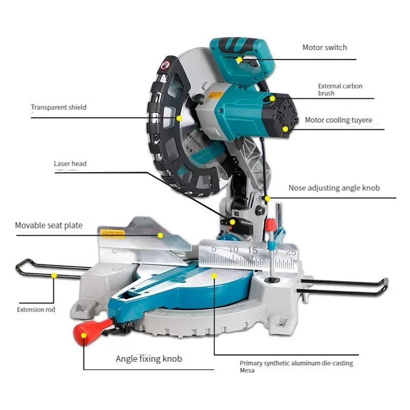 Miter Saw Sliding Carpentry Tools 14 Inch Compound Power Wood Cutter Machine for Woodworking 2400W