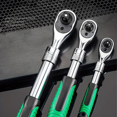 1/4，3/8，1/2 Inch Drive Socket Ratchet Set Extendable Handle Wrench 72-Tooth Quick-Release Reversible