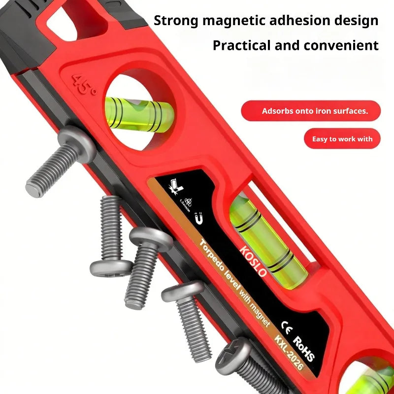 3 Bubble Spirit Level, Magnetic Leveling Tool, Shockproof Mini Inclinometer Ruler, Horizontal Gauge for Carpentry DIY, Aligner
