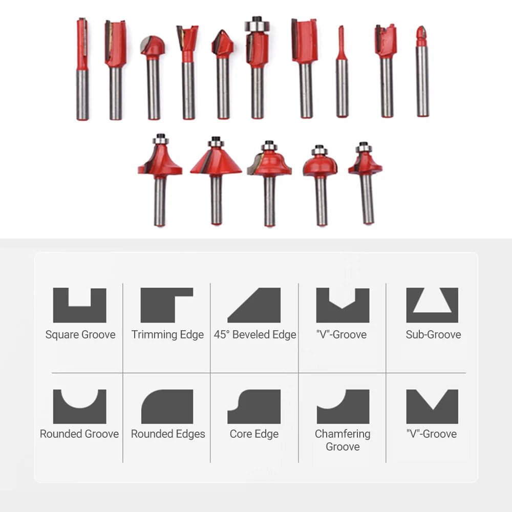 Router Tool 800W Compact Palm Wood Router Tool for Woodworking Electric Hand Trimmer Cutting Palmming Tool with 15Pcs 1/4in Rout