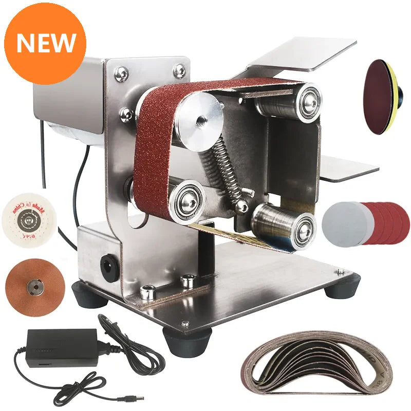 Belt Sanding Machine Electrical Polisher Machine Sharpening Machine Bench Grinder Variable Speed Mini Belt Sander Metal Sander