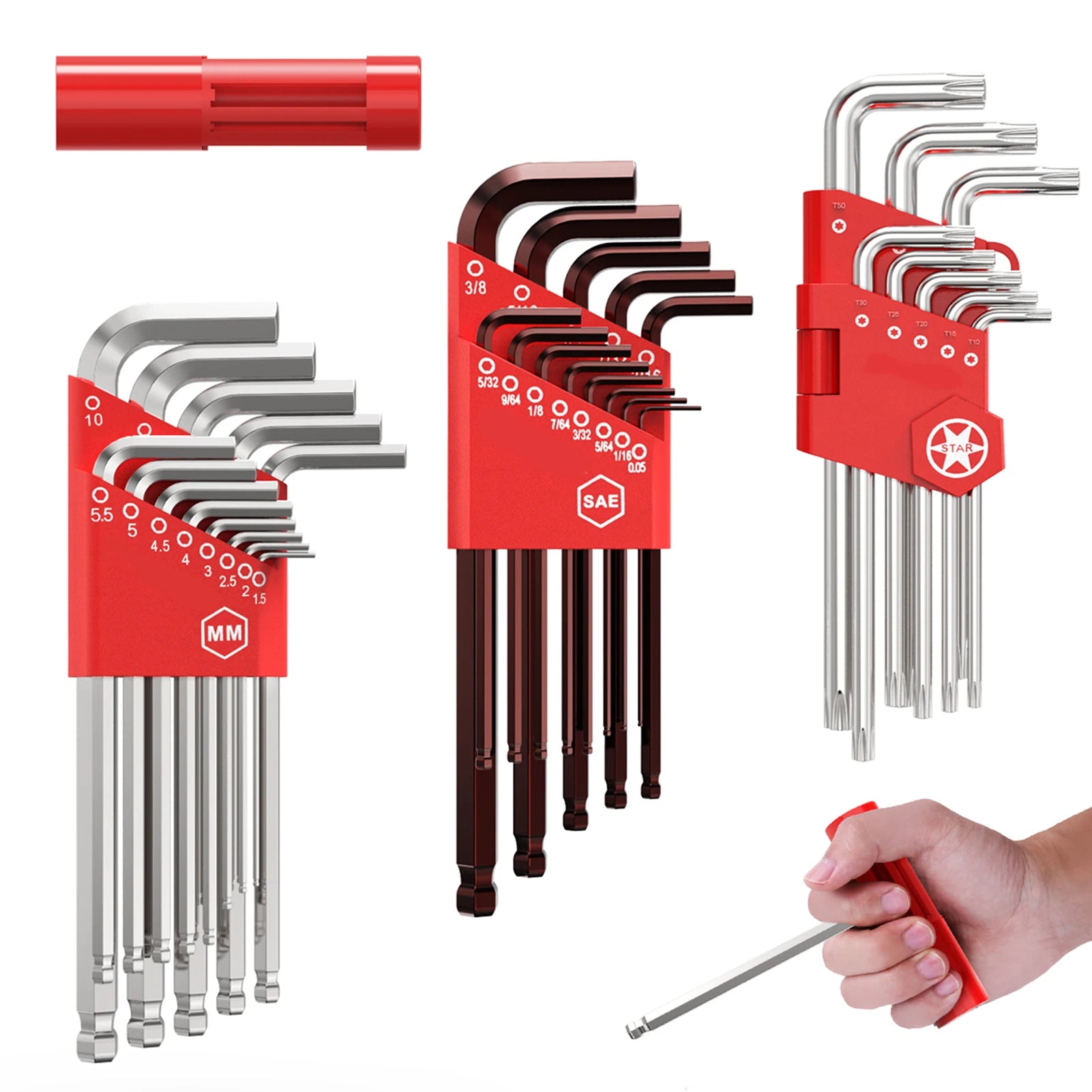 1005006236479367Allen Wrench Set 35 Piece Hex Key Set Metric Allen Key Set S2 Steel And CRV SAE 3/64-3/8 inch / MM 1.5-10mm / TO