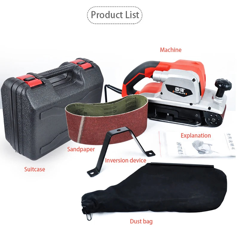 Electric Belt Sander Handheld Sanding Belt Machine Wood Furniture Putty Sanding Machine Polishing Machine Woodworking Tools