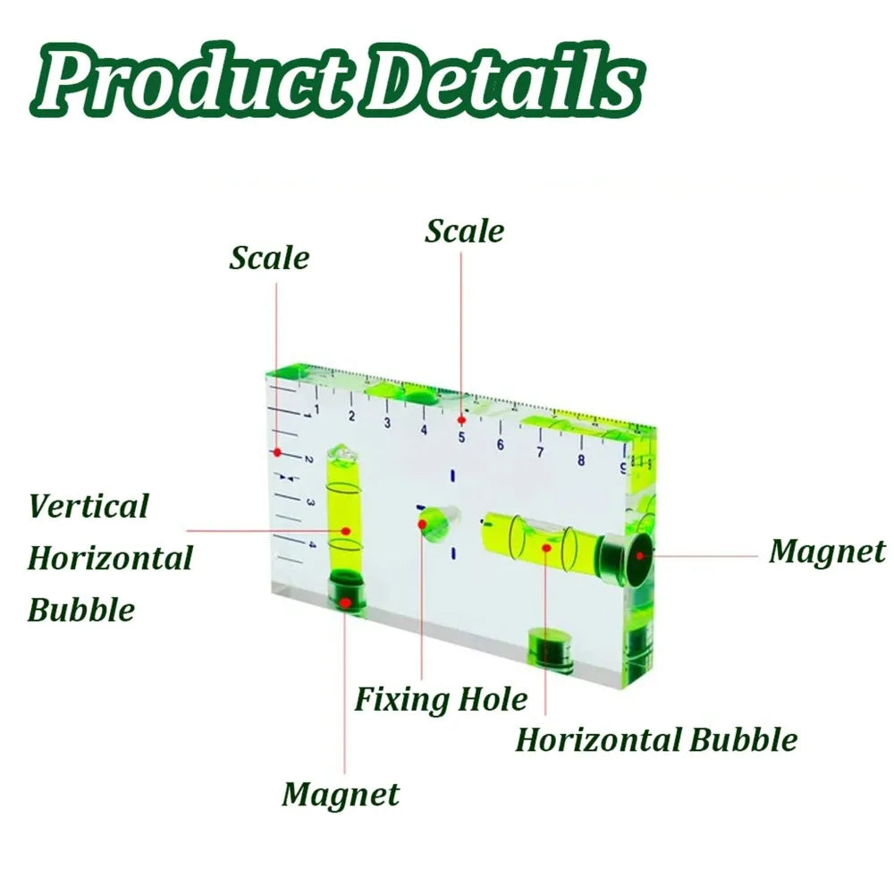 High Transparent Magnetic Level Bubble Mini Spirit Level with Three Strong Magnets Fitting for Construction Household
