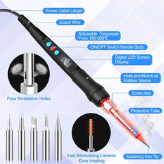 Soldering Iron Kit, 60W LED Digital Solder Iron Soldering Gun kit with Ceramic Heater, Adjustable Temperature Soldering Kit