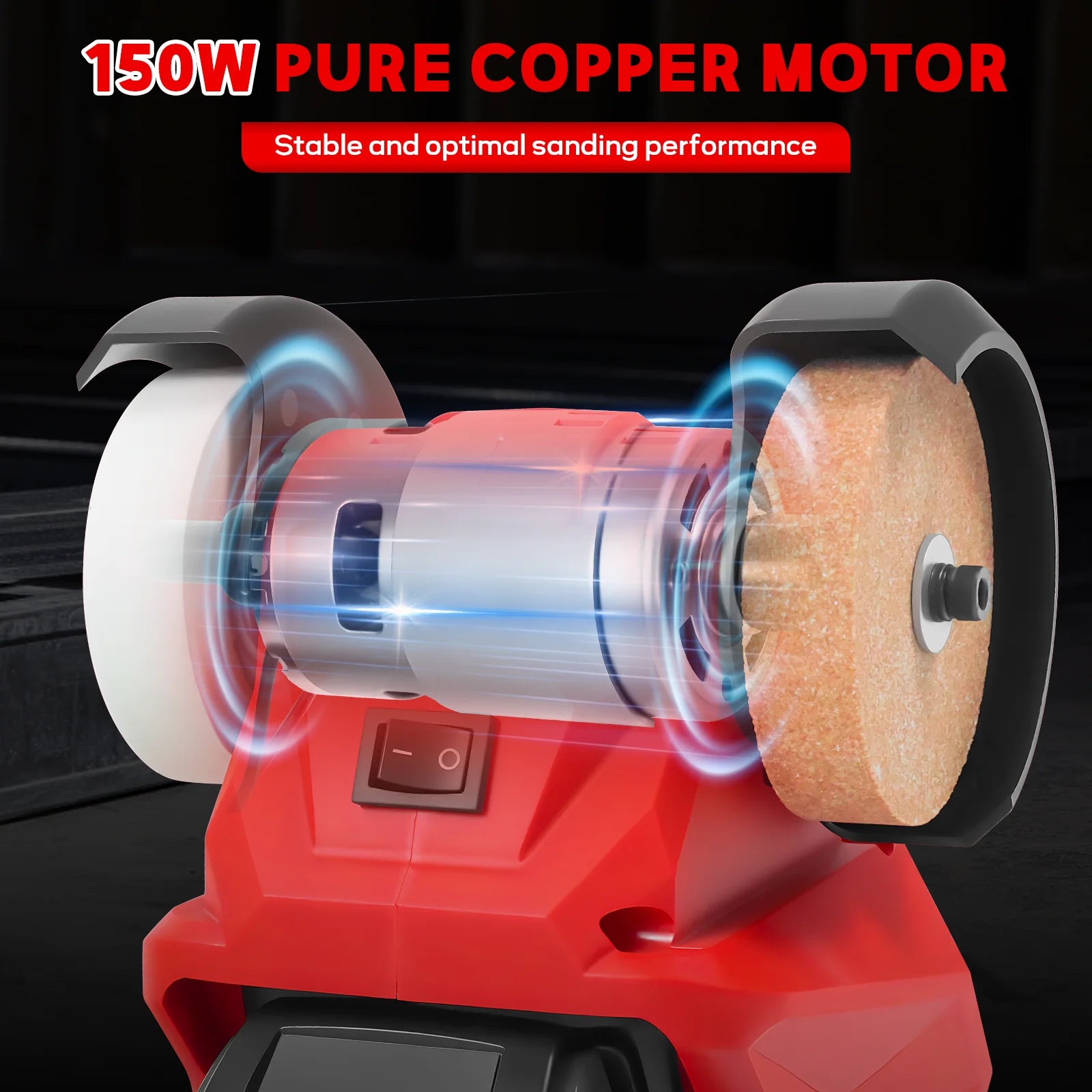 Cordless Bench Grinder 5500RPM Dual Wheel Grinder Metal Stone Knife Polishing Grinding Sharpening Tool For Milwaukee 18V Battery