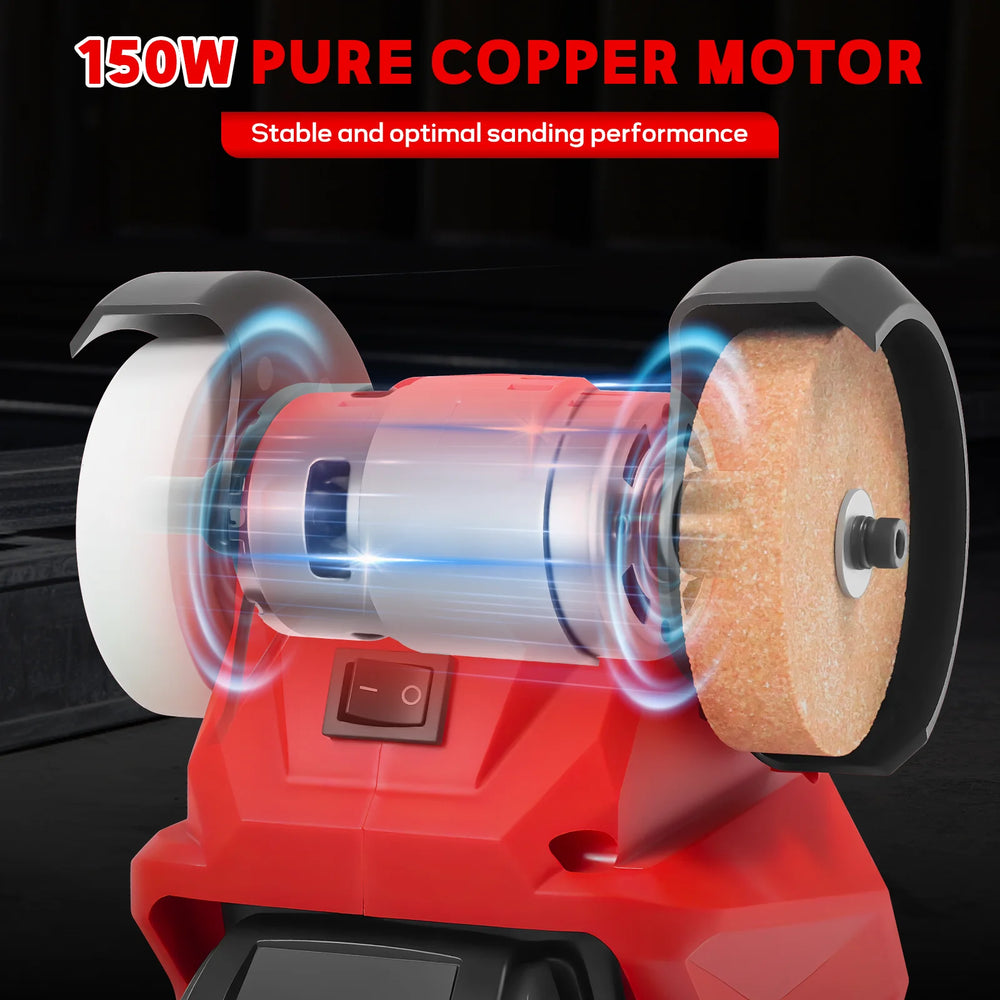 Cordless Bench Grinder 5500RPM Dual Wheel Grinder Metal Stone Knife Polishing Grinding Sharpening Tool For Milwaukee 18V Battery