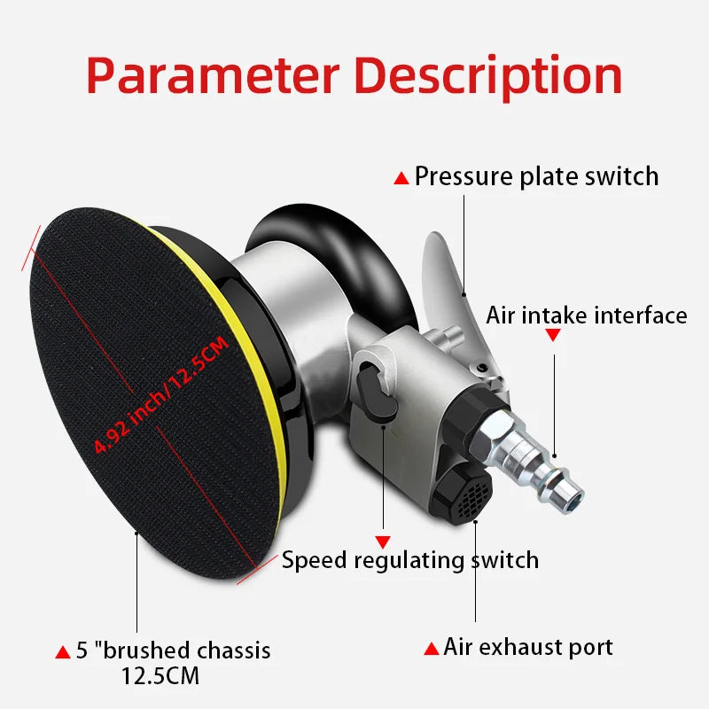 5/6 inch Pneumatic Sander Air Sander Sanding Machine Polisher Tool 125mm/150mm Air Power Sander