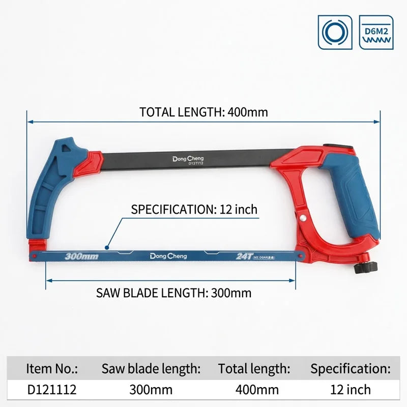 Aluminum Hacksaw Frame Heavy Duty Thick Steel Tube Rubber Grip Stable + Bimetal Blade Sharp Durable Metal Saw Tool