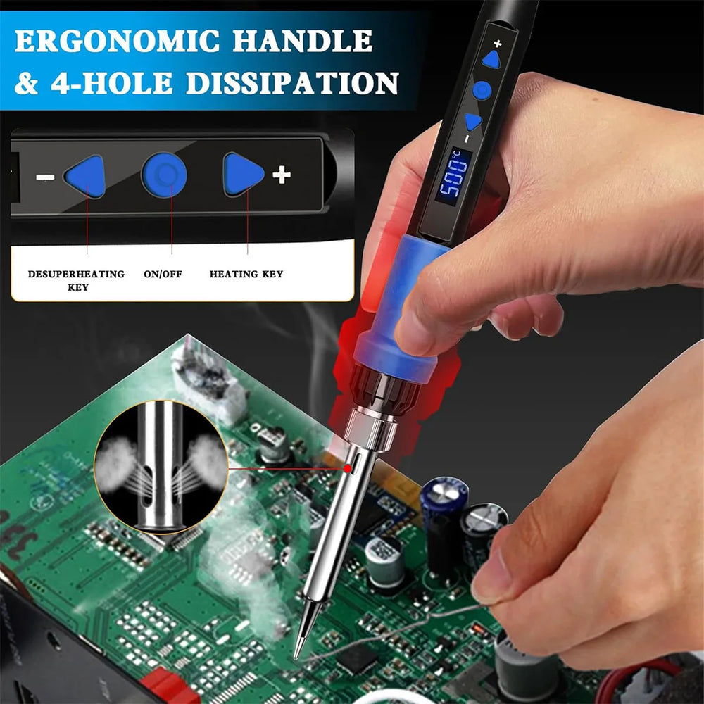 Soldering iron kit, 80W 110V LED digital soldering iron, with ceramic heater, portable soldering tool set