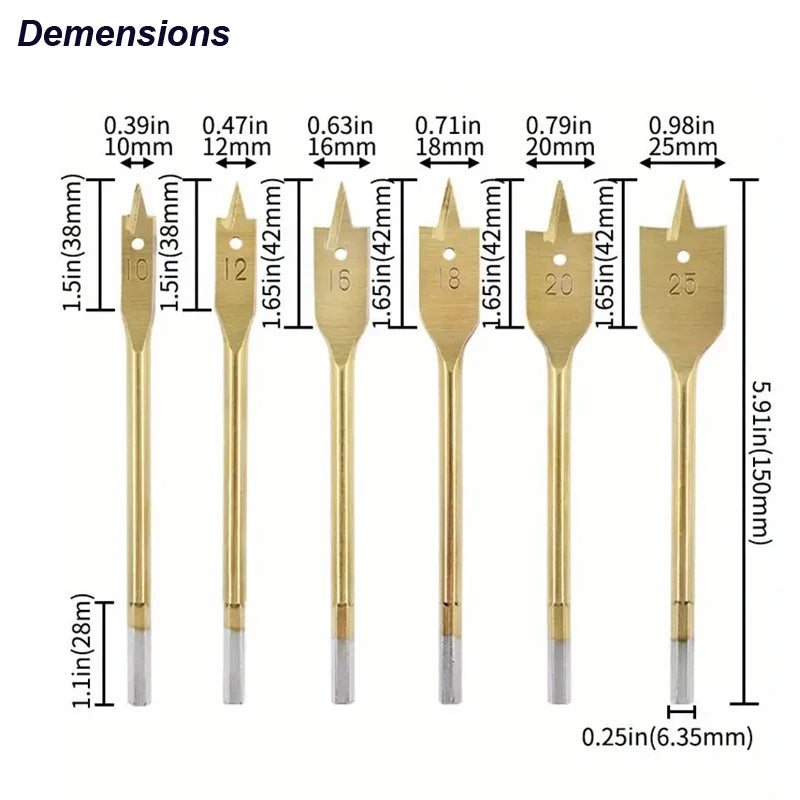 Woodworking Spade Drill Bits Set Paddle Flat Boring Double Side Cutting Spurs Woodworker Hole Cutter Wood Polyurethane Board PVC