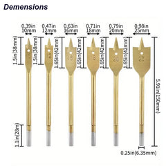 Woodworking Spade Drill Bits Set Paddle Flat Boring Double Side Cutting Spurs Woodworker Hole Cutter Wood Polyurethane Board PVC