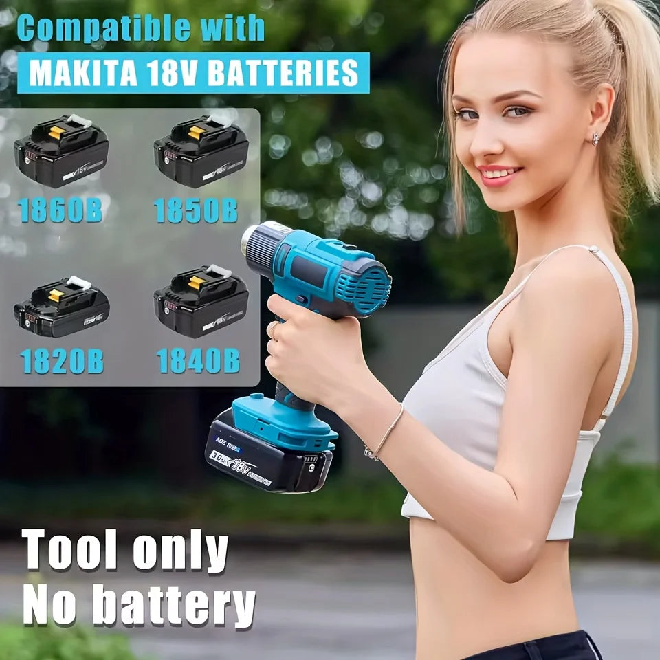 Cordless Heat Gun, 550℃ High Temperature Portable Electric Hot Air Gun (Bare Machine)