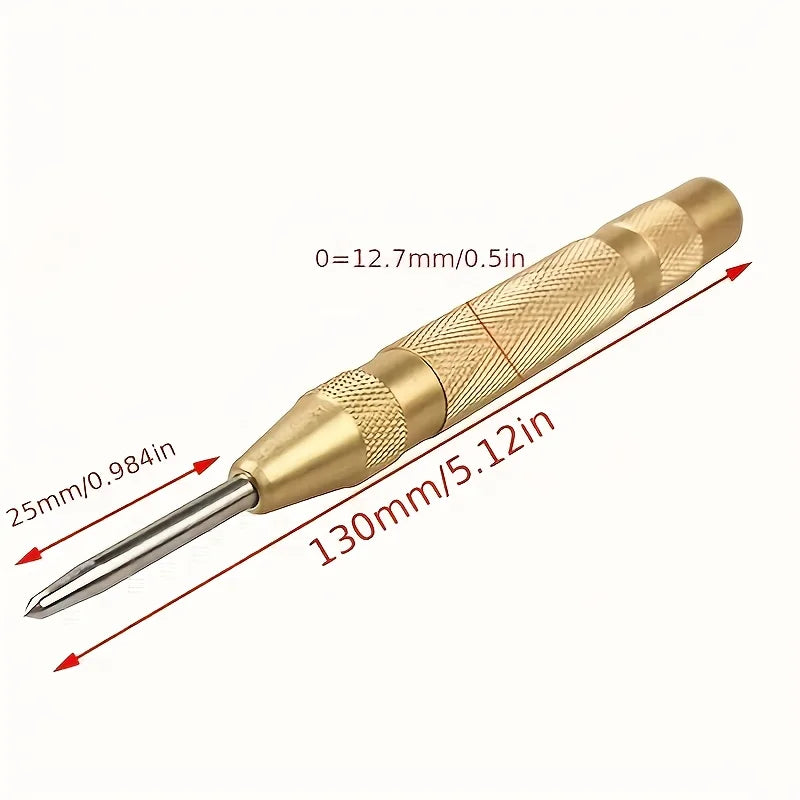 Steel Spring Automatic Center Punch | Precision Marking and Drilling Starter Tool, Metal Material, No Electricity Required