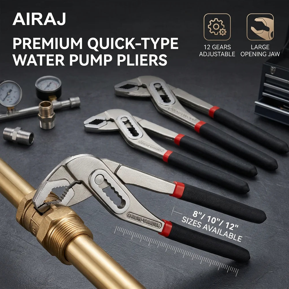 8-10-12inch Water Pump Pliers Wrench Quick-Release Adjustable Plumbing Pliers Pipes Repairing Clamp Pliers Non-slip Manual Tools