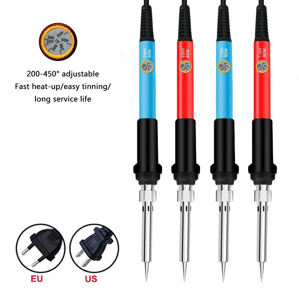 Soldering Iron Kit 60W Ceramic Heater 14 in1 Soldering Tool 200 to 450°C AdjustableTin Welding Machine with Tips Solder Wire