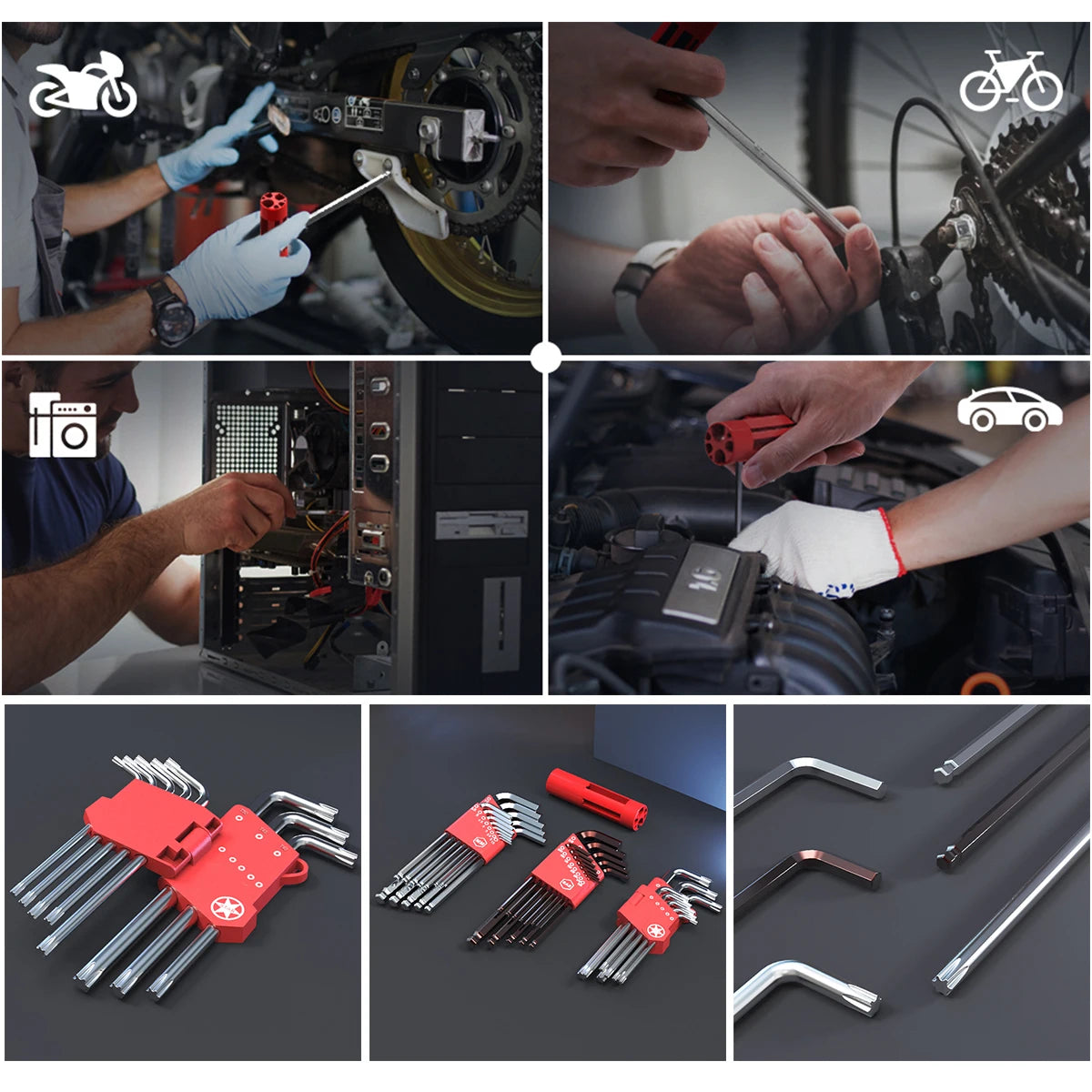1005006236479367Allen Wrench Set 35 Piece Hex Key Set Metric Allen Key Set S2 Steel And CRV SAE 3/64-3/8 inch / MM 1.5-10mm / TO