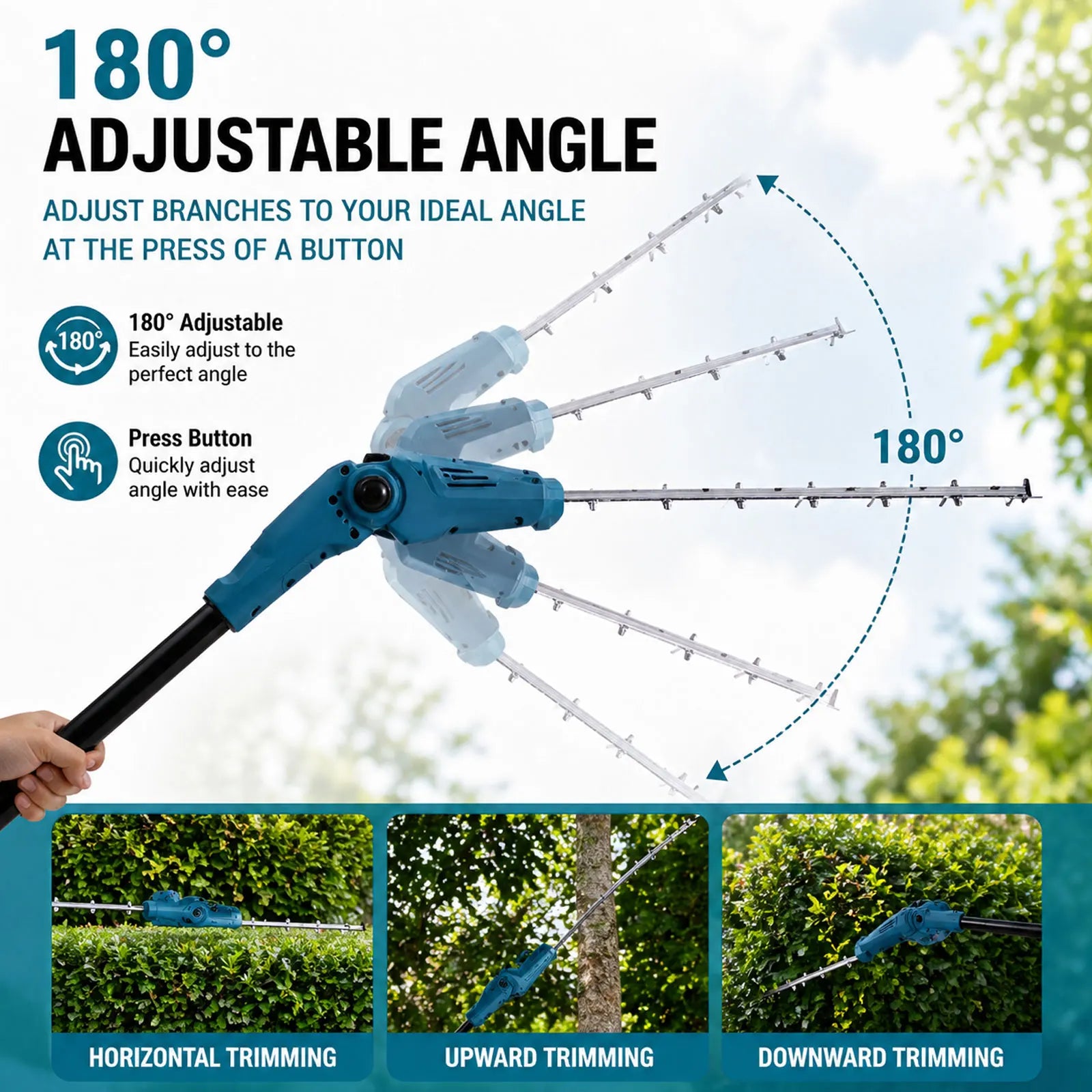 New Electric High Branch Hedge Trimmer Brushless Cordless Telescopic Hedge Shear For Makita 18V Battery Pin Garden Power Tools