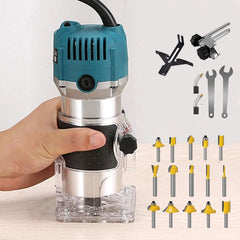 Wood Router+15PCS 1/4" Router Bit Set RouterTool 800W Wood Routers for Woodworking Tool,30000R/MIN Compact Edge Trimme