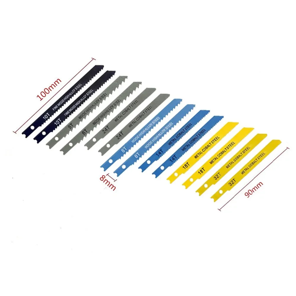 14Pcs/set Jigsaw Blades Assorted U Fitting Jigsaw Blades Set For Wood PVC Plastic Aluminum Sheet Metals Cutting TOOL