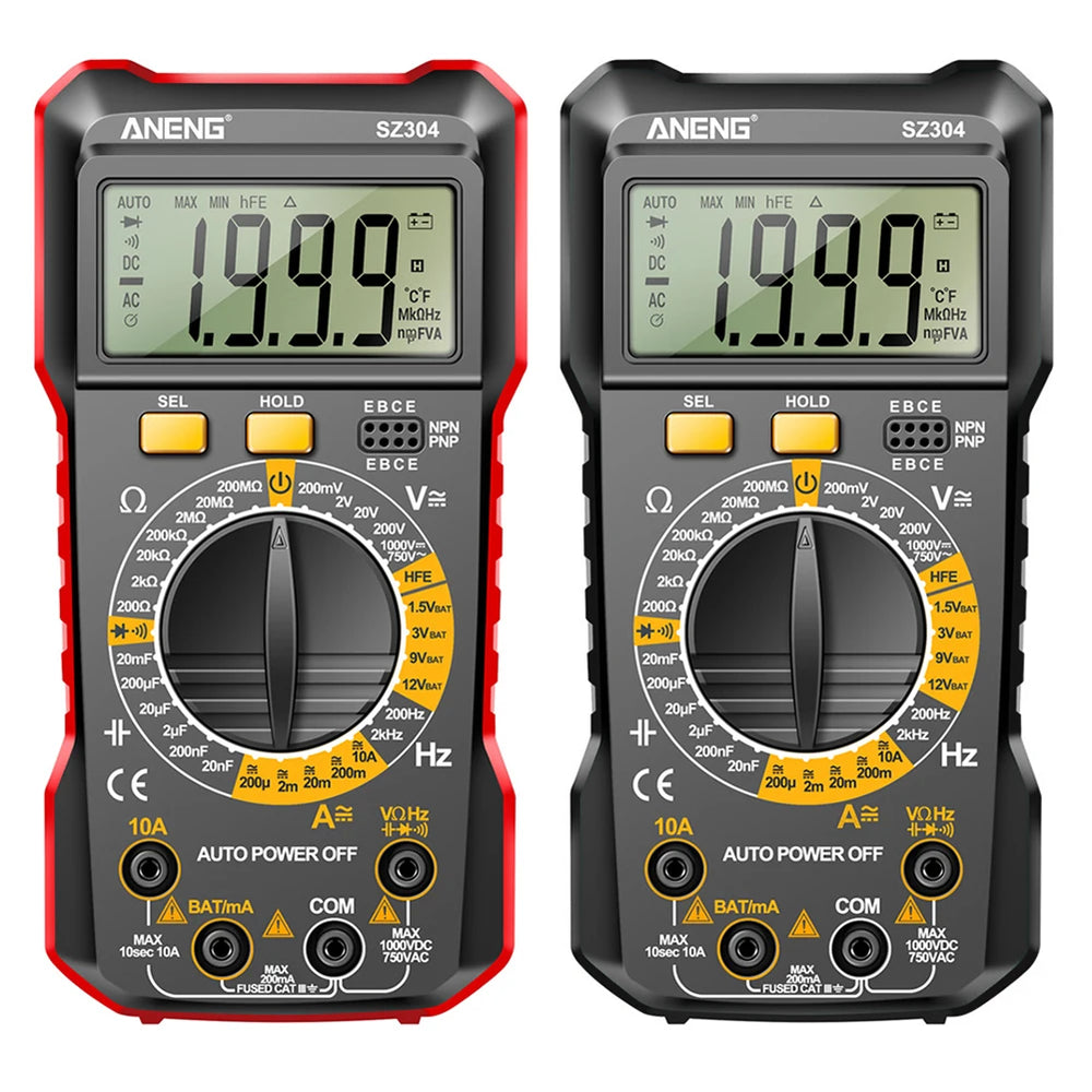 Digital Multimeter Multifunctional AC/DC Voltage Tester 2000 Counts Voltage Resistance Meter Handheld for Diode/Transistor Check