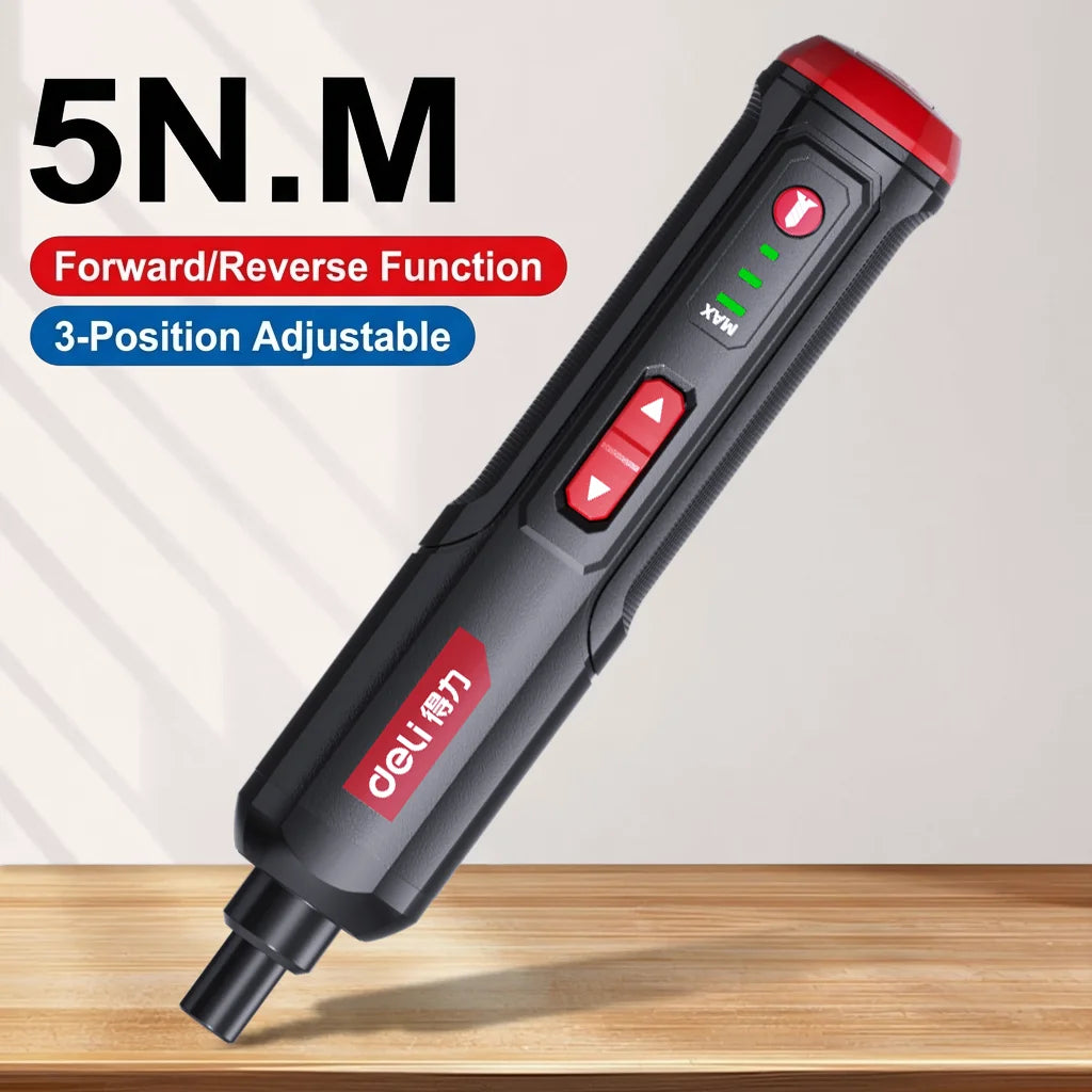 Cordless Electric Screwdriver with 5N.M Torque & 3-Speed Adjustment - 2000MAH Battery, Forward/Reverse Switch for  DIY Projects