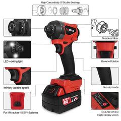 Electric Goddess Impact Driver 160NM Electric Driver For 20V Milwaukee Lithium Battery Brushless screwdrivers Power Tool ﻿