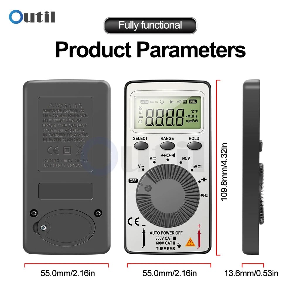 Digital Multimeter Professional AN101 Voltmeter Tester Multimetro 1999 count AC Voltage NCV Capacitance Ammeter test tools