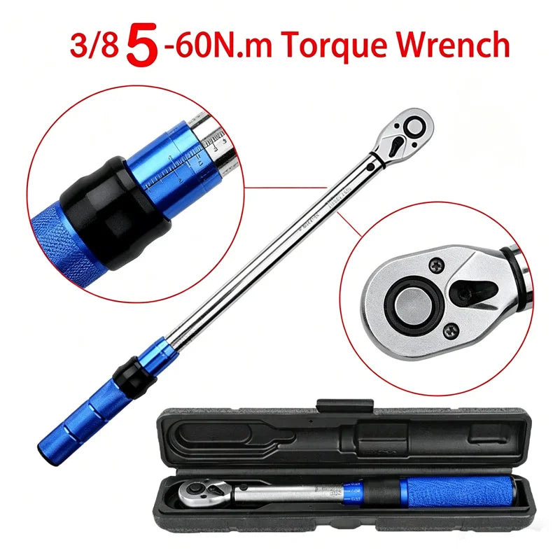 High Accuracy Adjustable Torque Wrench 3/8" Drive Ratchet Wrench for Motorcycle Bicycle Car Repair Professional Hand Tool