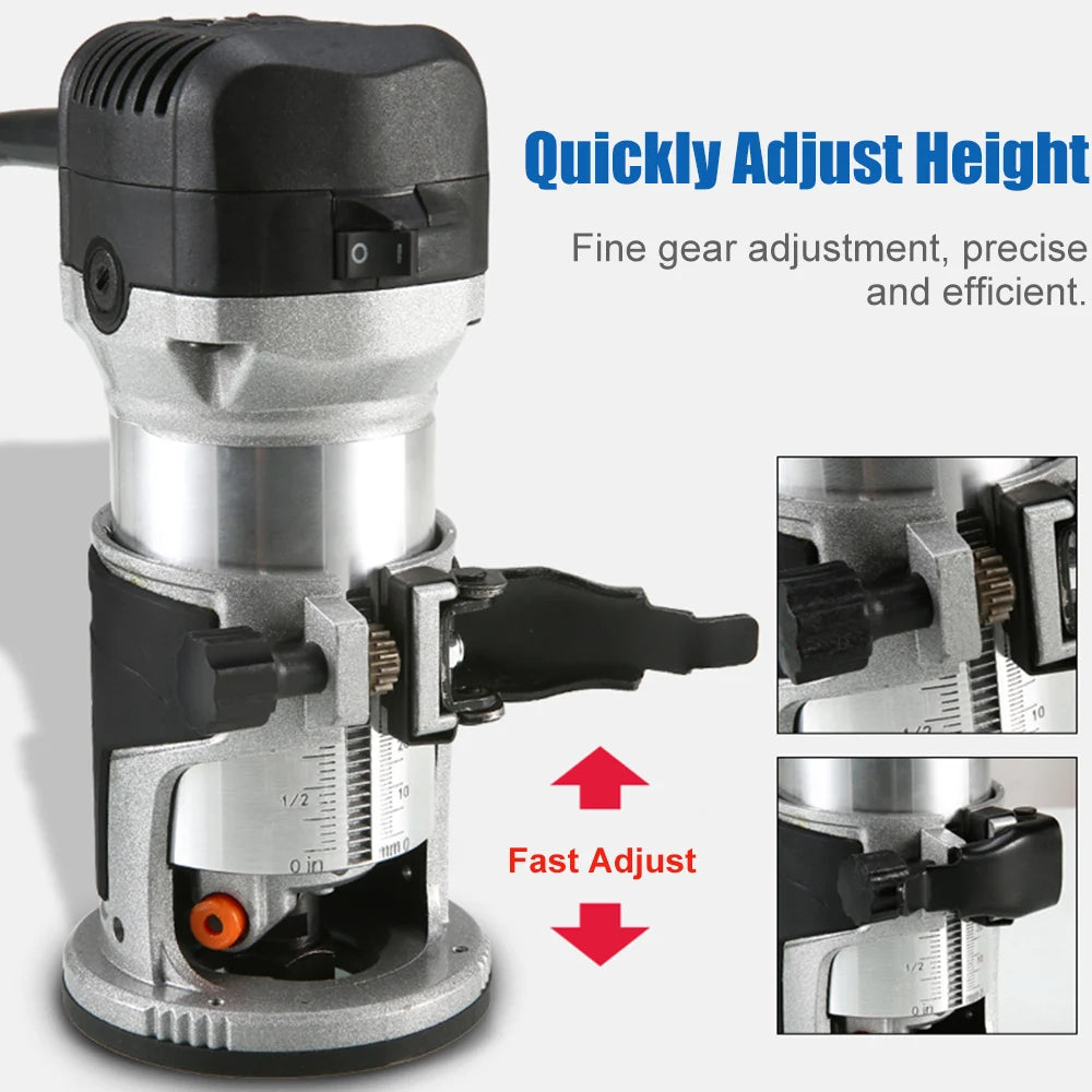 Wood Router 800W/2000W Electric Trimmer Woodworking Milling Machine Electric Hand Trimmer Wood Edge Router Tool Home Diy