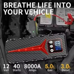 Car Jump Starter 8000A Peak, 298000mAh Emergency Power Bank Booster for 12V Gas and Diesel Vehicles