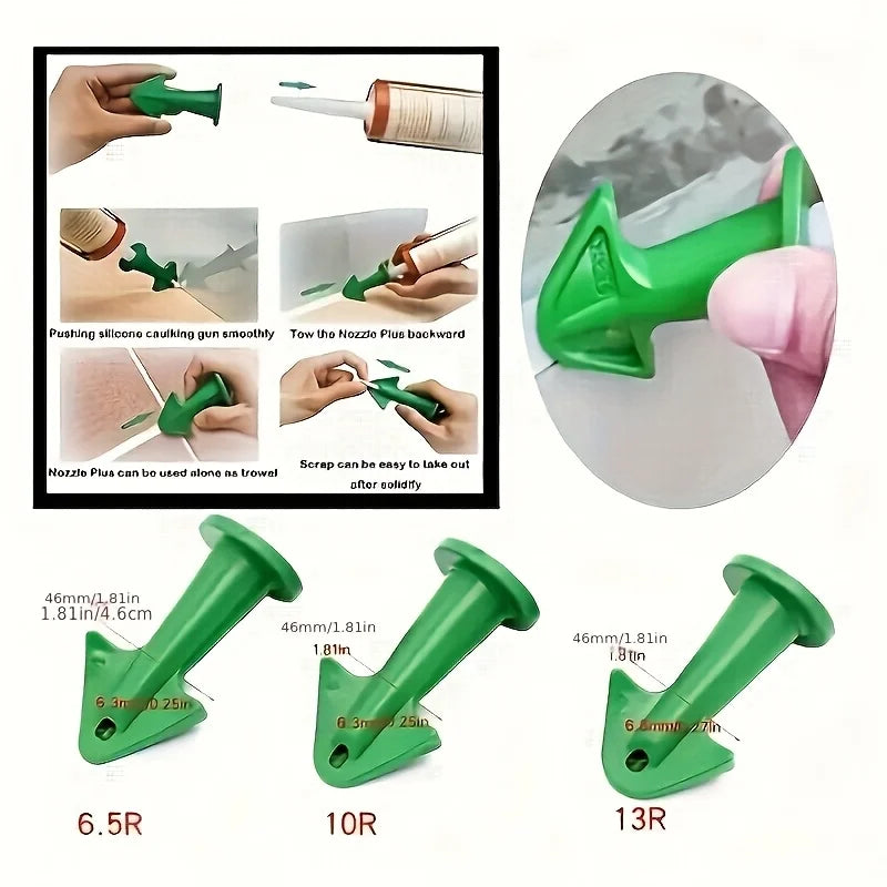 3Pcs Caulk Nozzle Applicator Silicone Caulking Tools Sealant Finishing Grout Kit Scraper Floor Cleaning Tile Dirt Spatula