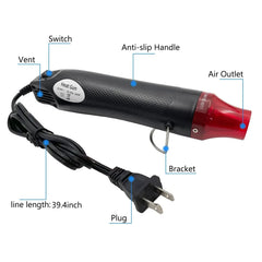 Heat Gun, Mini Hot Air Gun for DIY Crafts Portable Heat Air Gun Tool for Embossing Shrink Wrapping Drying Paint 220V/110V 300W