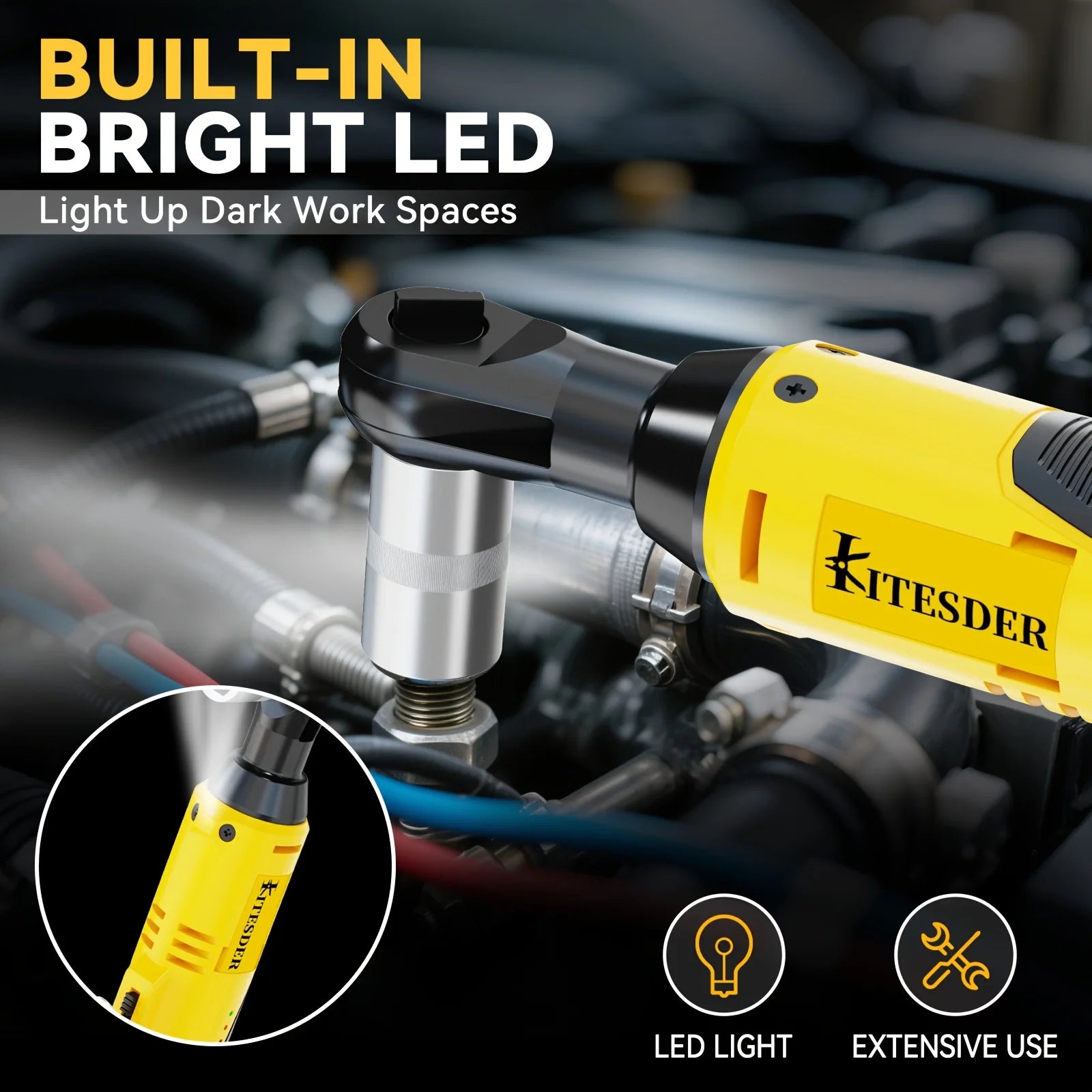 12V Electric Ratchet Wrench Set, 400 RPM Cordless Ratchet Wrench