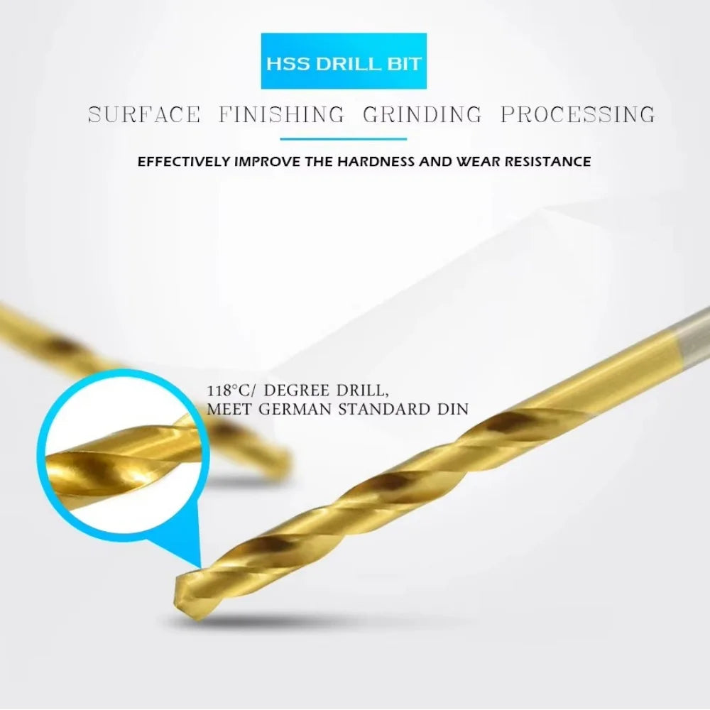 50Pcs 1-3mm Twist Drill Bit Set High Steel Titanium Coated Drill Bits Set Tool For Woodworking Stainless Steels Drilling Tools