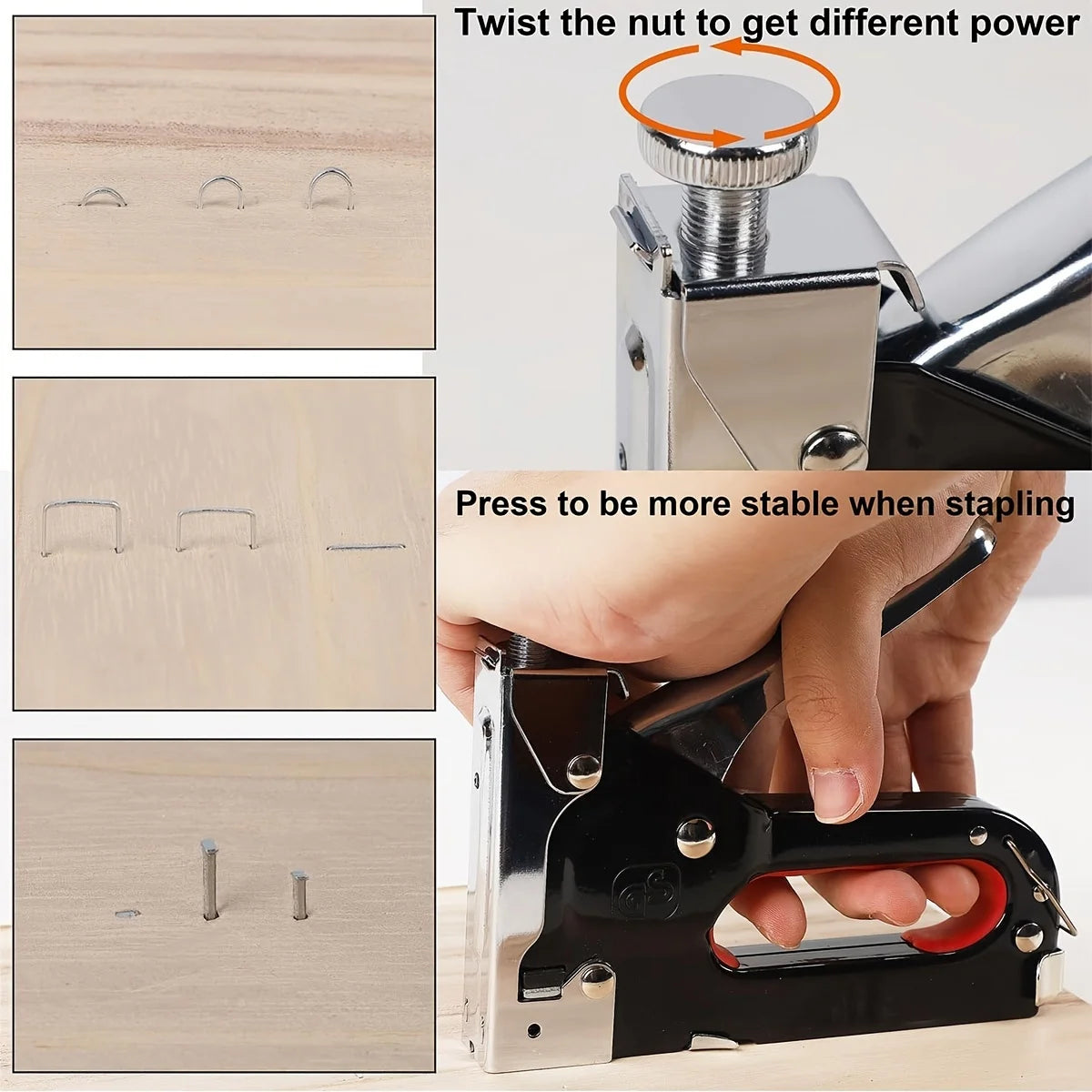 4 in 1 Upholstery Staple Gun, Remover, Gloves, Adjustment Stapler Gun for Wood, Upholstery, Carpentry, Decoration DIY Staple Gun